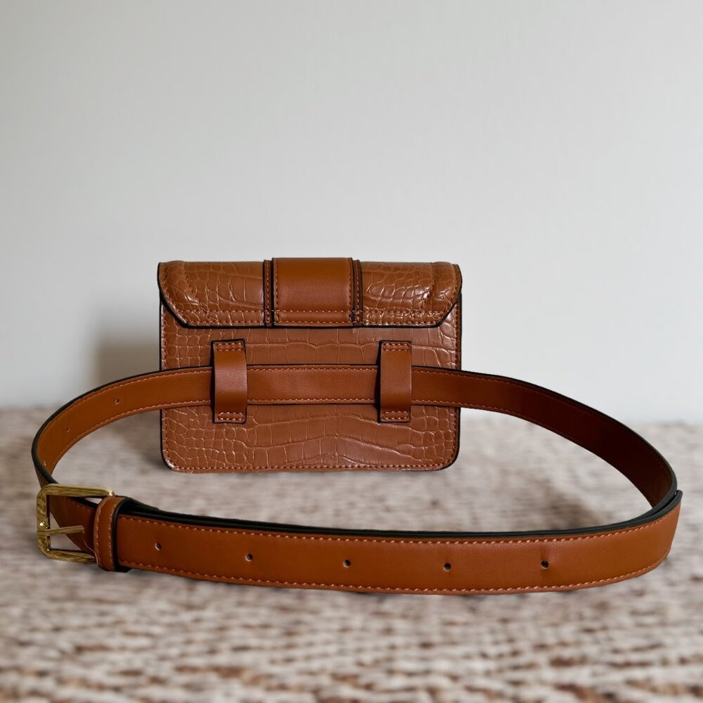 Topshop Leopard Brown Faux Leather Adjustable Waist Belt Bag - Picture 4 of 9